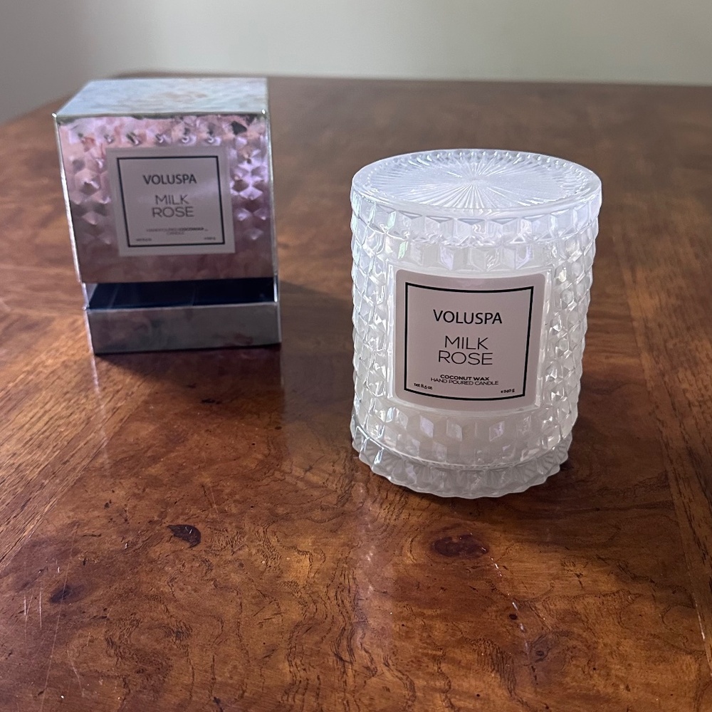VOLUSPA MILK ROSE white candle old Hollywood decor Coconut Wax clean burning